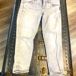 Silver crop black/grey distressed crop jeans